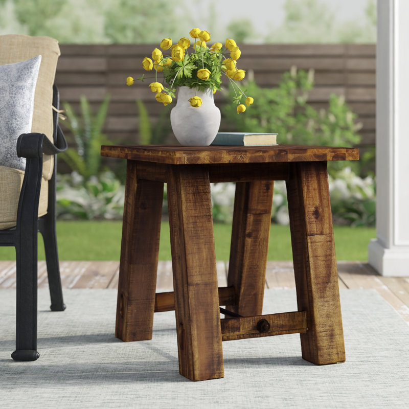 Table de bout à tréteaux en bois massif Koichiro
