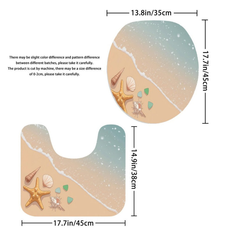 Ensemble de 2 tapis de bain de plage, Caricature d'étoile de mer beige / bleue