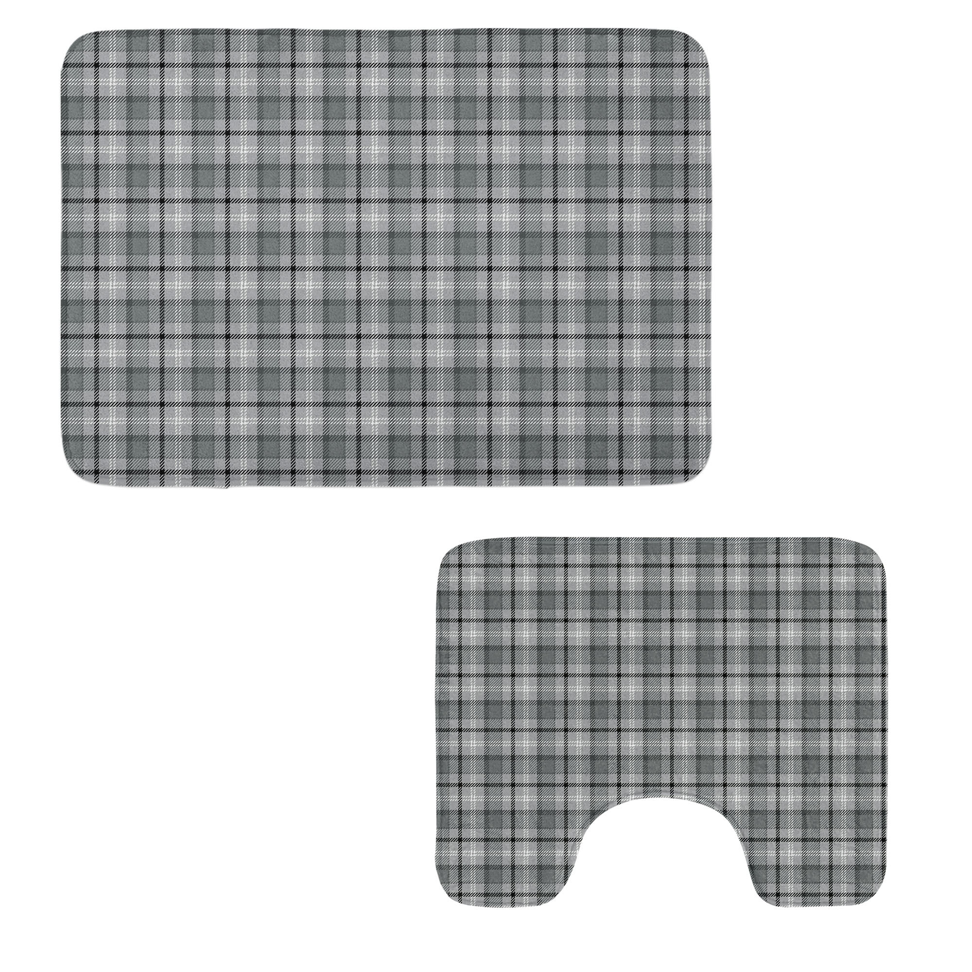 East Urban Home Black and Grey Bathroom Rug Set 2 Pieces Rectangle ...