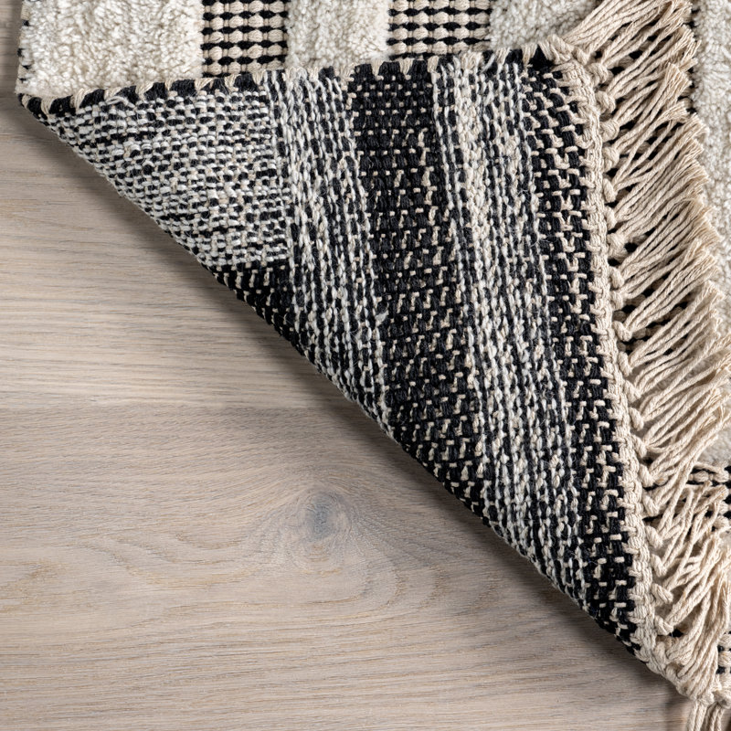 Tapis en coton et laine à pampilles Merrick, Rectangle 4pi x 6 pi