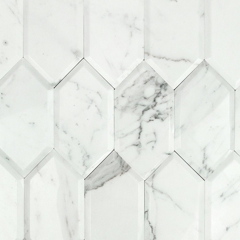 Calacatta Marble 4" x 8" Beveled Hexagon Wall Tile (3.84 Sq. Ft. / Case)