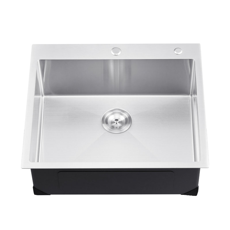 Barre d'évier de cuisine 25 po à cuve simple en acier inoxydable