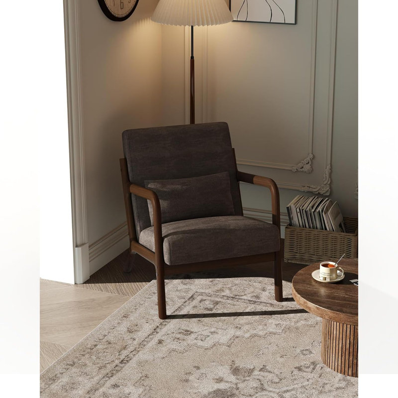 Fauteuil d'appoint lombaire MidCentury, Brown