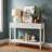 Entryway Console Table With Two Drawers, Mid-century Modern Sofa Table Behind The Couch With Solid Wood Legs-426140014