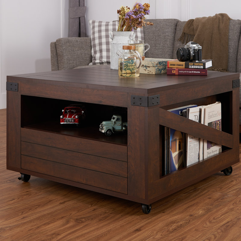 Wheel Coffee Table with Storage