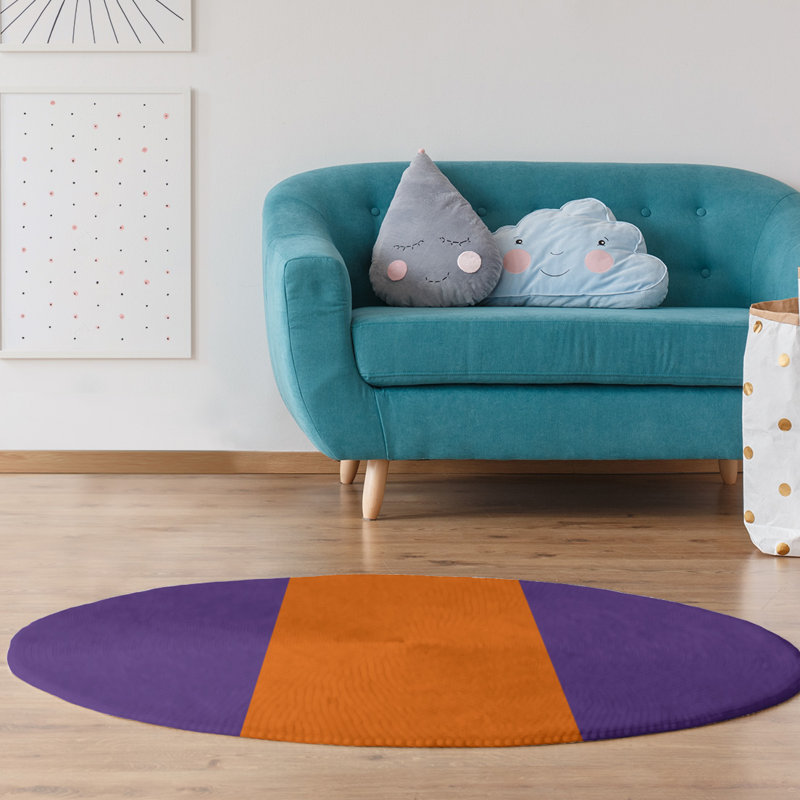 Tapis orange/mauve zone, Rond 5 pi