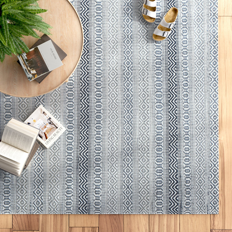 Nikolai Geometric Cotton Hand Woven Area Rug, Rectangle 244 x 305cm