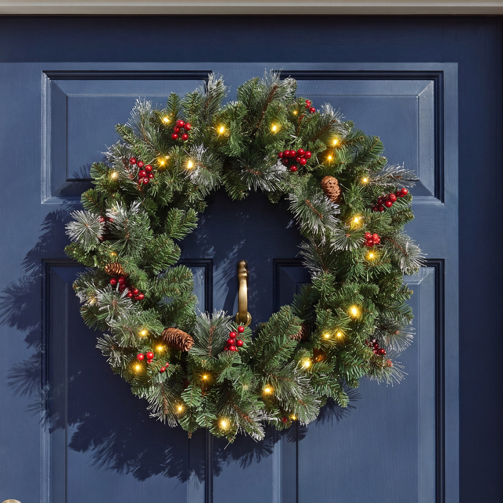 30" Pre-Lit Berry Christmas Wreath