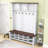 4-in-1 Hall Tree with Bench, Adjustable Shelves, Shoe Organizer, 6 Hooks and Umbrella Rack-983600284