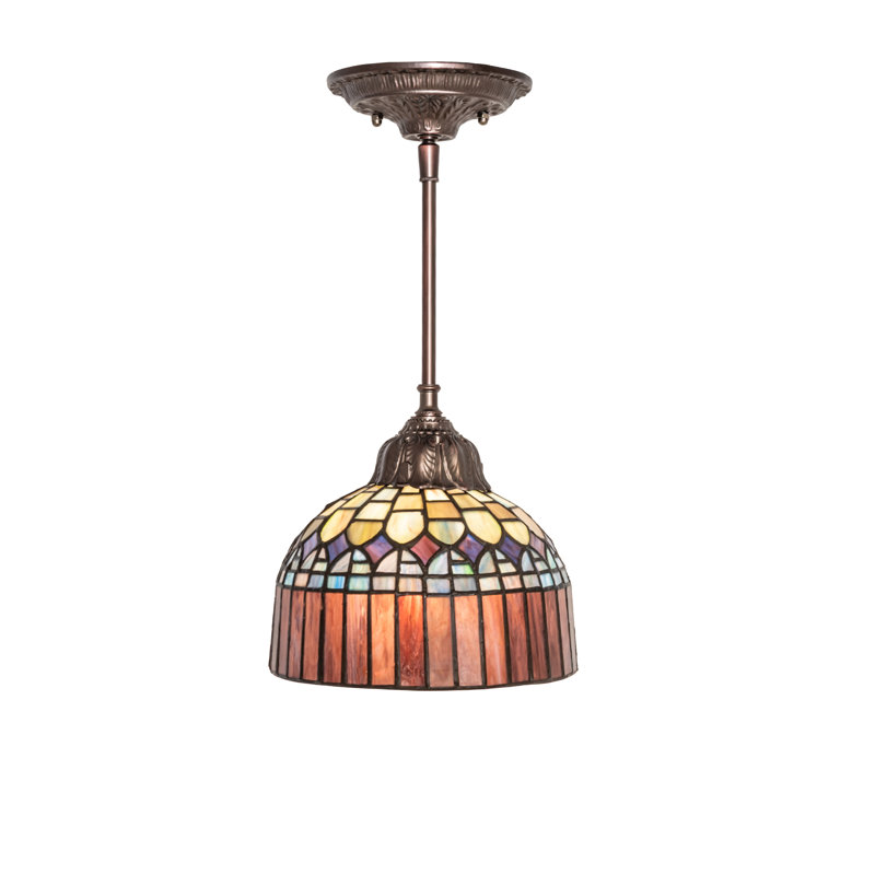 Petit luminaire suspendu Amyrical 8 po Tiffany Candice, Jade / mauve / rubis / beige