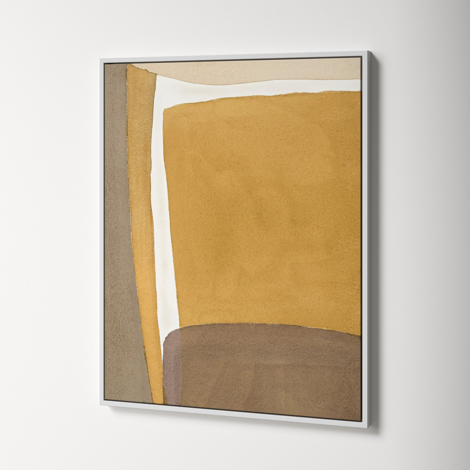 Light Ochre by Julia Balfour, White Framed Canvas, 30" H x 24" W x 1.4" D