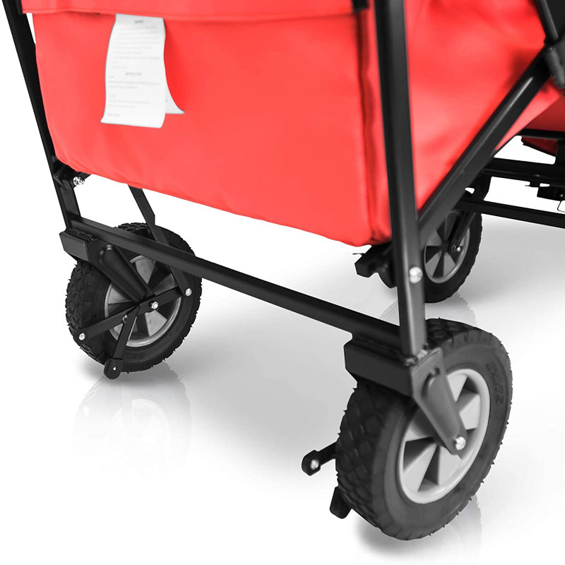 Wonderfold Pull/Push Collapsible Utility Folding Wagon With Wide Tires, Red