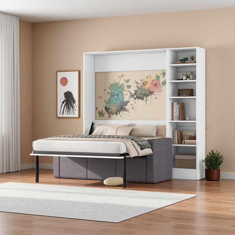 Murphy Bed Wall Bed With Sofa,With Shelves, Full