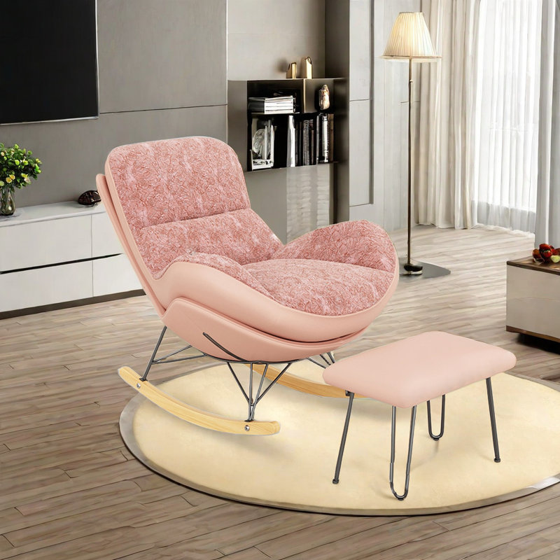 Chaise berçante de style traîneau de luxe, Rose