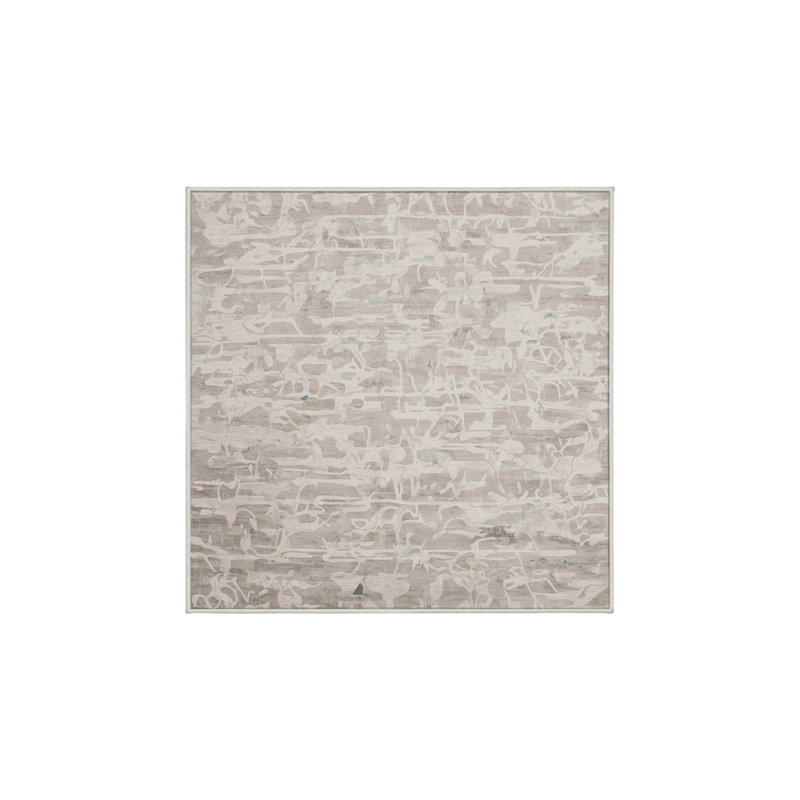 Machine Washable Beige Area Rug, Square 8'