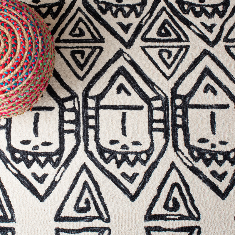 Tapis en laine et coton touffeté à la main Aon avec latex Southwestern, Rectangle 3 pi x 5 pi