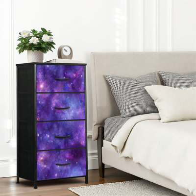 4 Drawer Dresser for Bedroom, Narrow Chest of Drawers, Wooden Top and Study Iron Frame 18"x37.5"-(WxH)