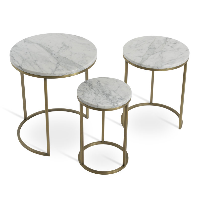 Alexy Marble Nesting End Table, White