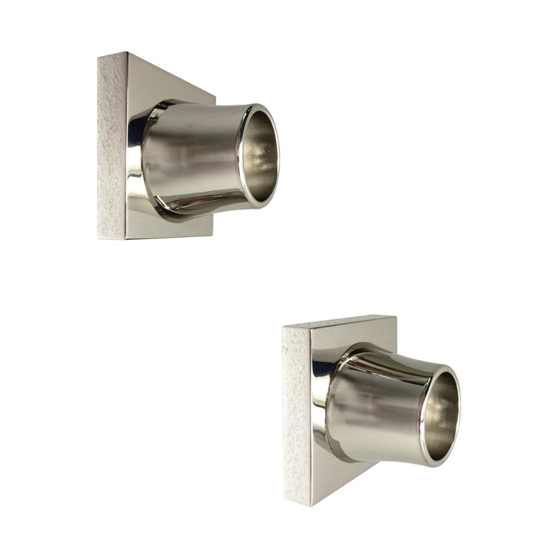 Bride décorative de tringle de douche carrée (paire), Nickel poli