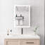 Armoire de salle de bain 28 po x 20 po - lumières DEL avec miroir, gradateur, affichage de l'heure et de la température, montage en surface, horloge numérique au design épuré