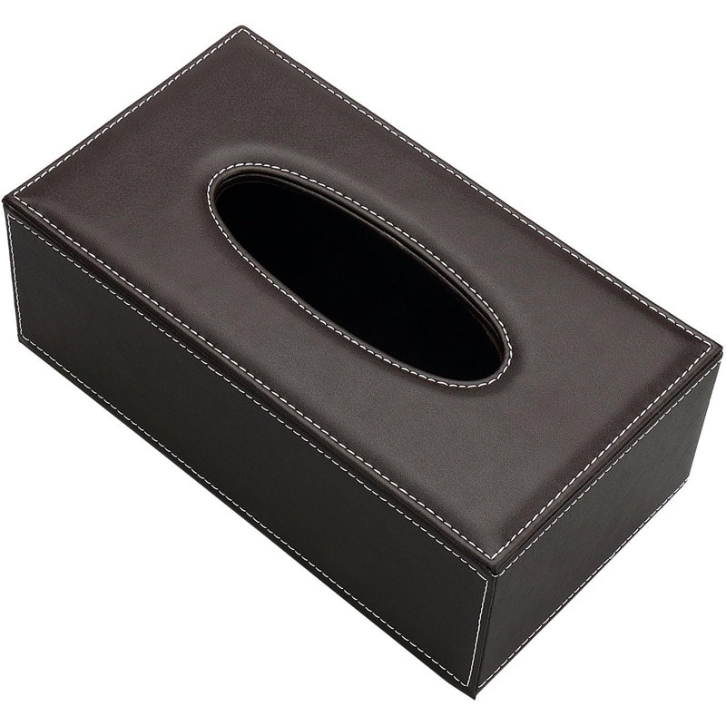 Rectangular leather tissue box cover
