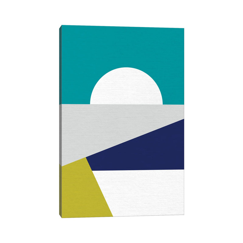 Mid Mod Geo Blue - Print on Canvas, Wrapped Canvas, 101.6 cm H x 66.04 cm W x 3.175 cm D