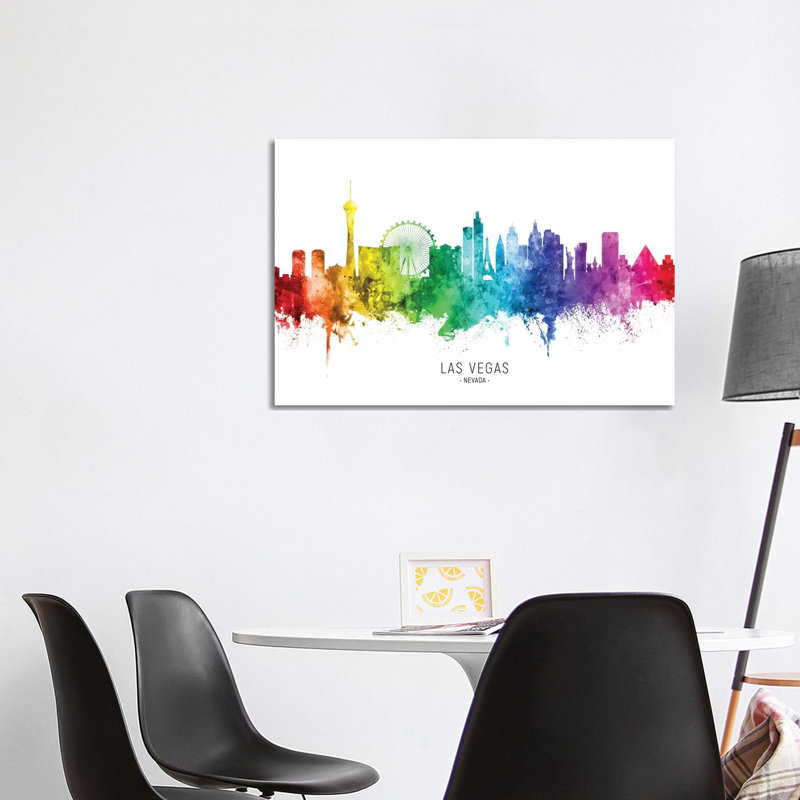Las Vegas Nevada Skyline Rainbow by Michael Tompsett - 1 Piece Wrapped Canvas Wall Art, 101.6 cm H x 66.04 cm W x 3.175 cm D