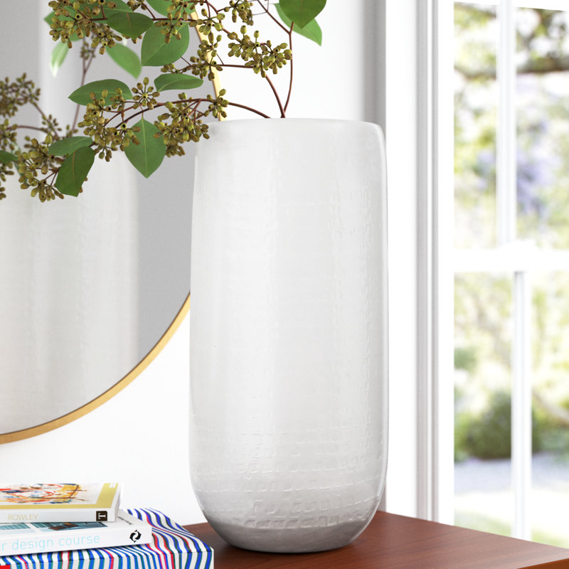Vase de plancher en porcelaine Barrian, Blanc, H 19,7 po x l 9,85 po x P 9,85 po