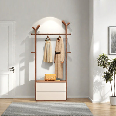 3-in-1 Ash Wood Wardrobe Bench