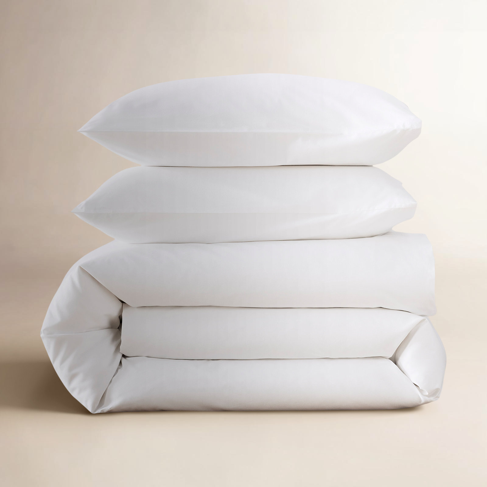 Coyer Classic Cotton Percale Duvet Cover Set, White, King / Cal King Duvet Cover + 2 Pillow Shams