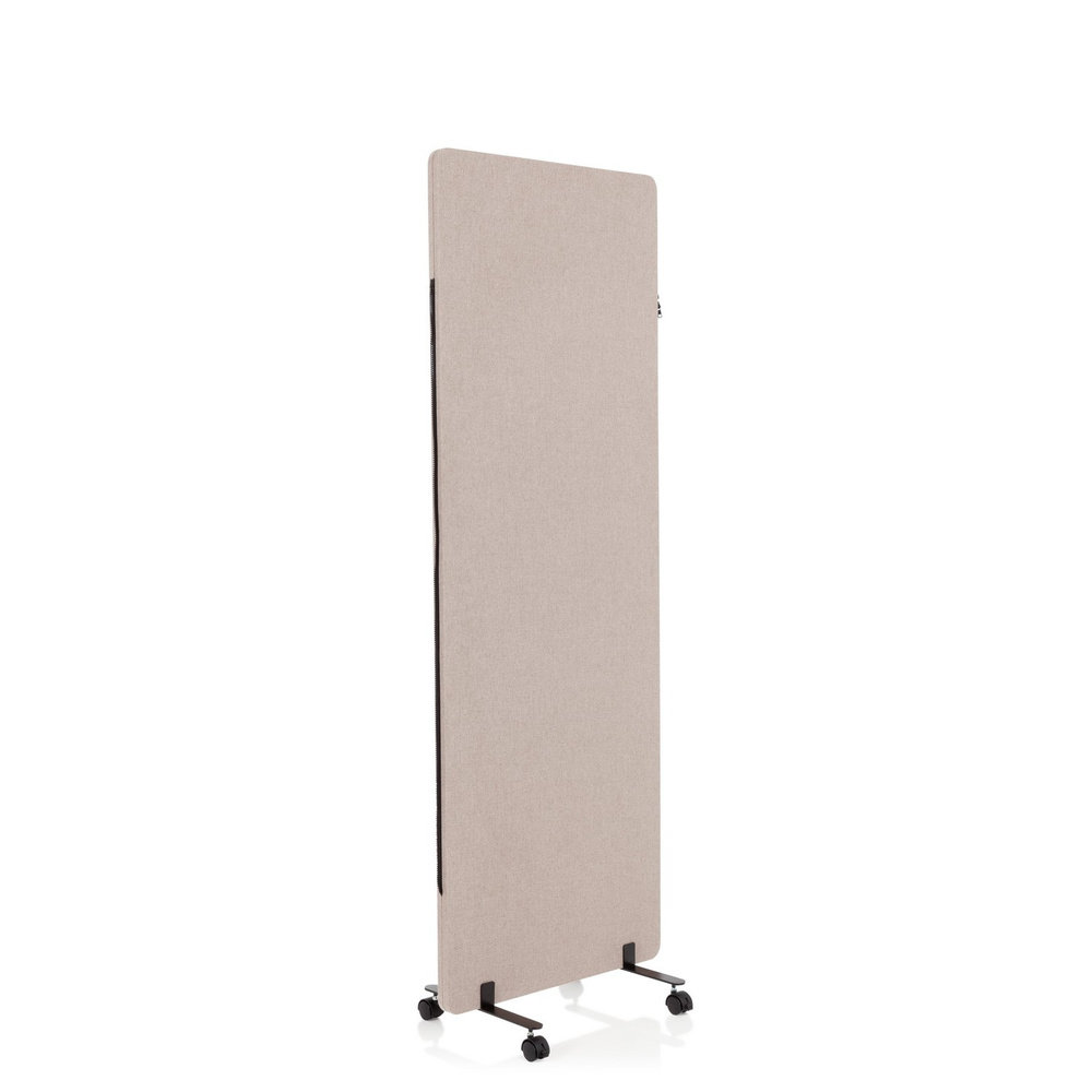 hjh OFFICE Mobile Akustik Trennwand einzeln 177 x 60 cm FLEXMIUT Stoff Taupe Raumteiler Mittelpanel mit Rollen & Gleiter