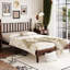 Grand lit avec tête de lit en forme de gourde, style rétro, lit en bois de style noyer, aucun sommier requis, fabrication en bois,