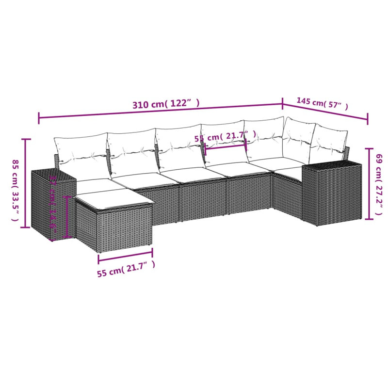 Ensemble de canapé de jardin Vidaxl