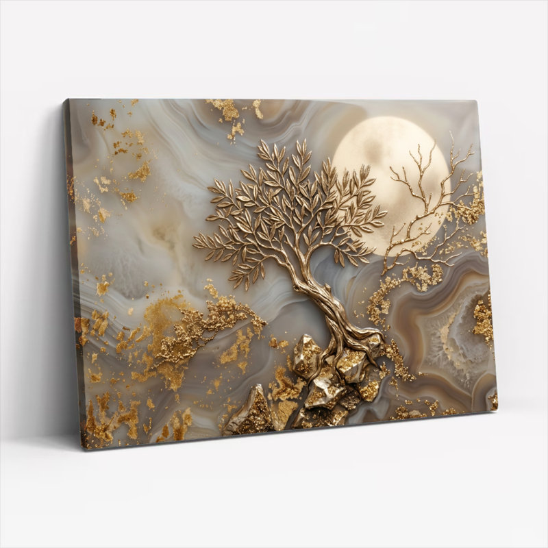 Ensemble de 1 tableau sur toile Arbre d'or, H 18 po x l 24 po, Toile tendue