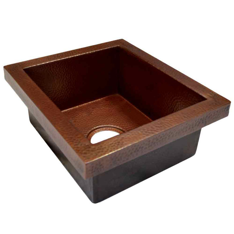 Manhattan Hand-Hammered Copper 17" L x 15" W Kitchen/Bar Sink, Antique Copper