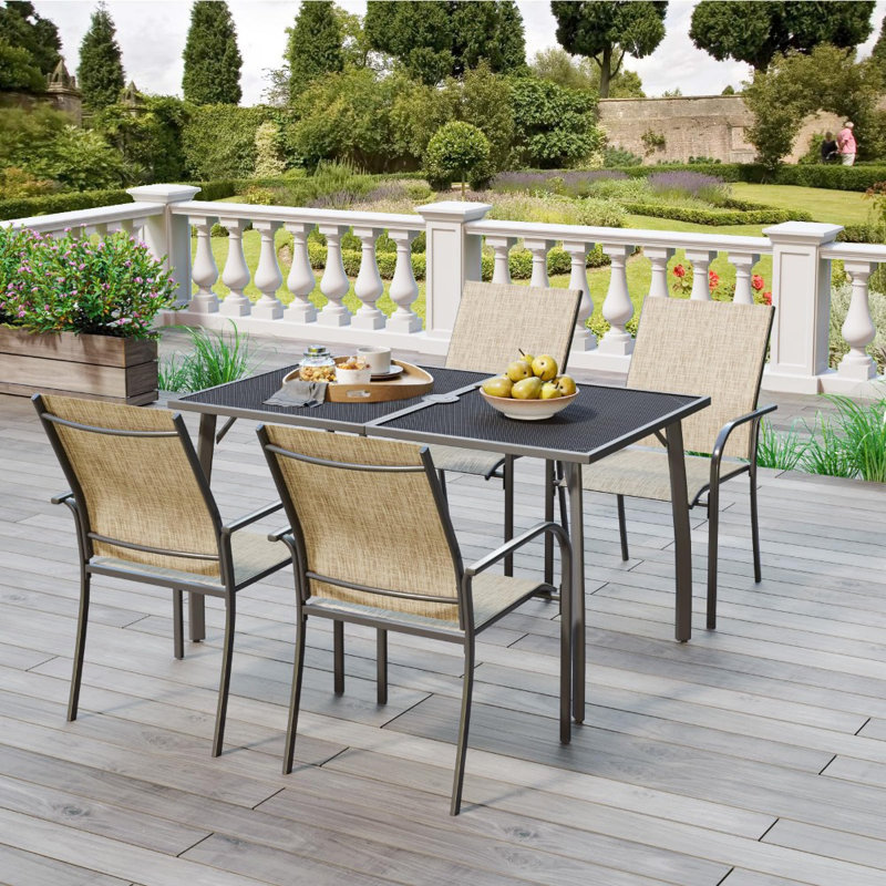 Ensemble repas d'extérieur 5 pièces pour jardin