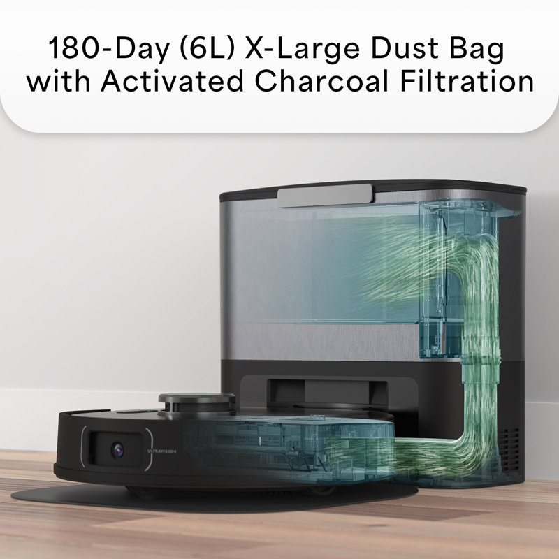 Robot aspirateur et vadrouille à vide Ultravision avec capacité de 6 litres, acier au carbone, Acier inoxydable/noir