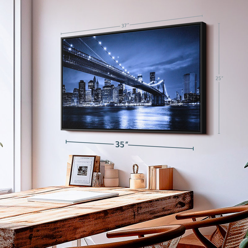 «Twinkling Brooklyn Bridge Wall Art», H 17 po x l 25 po