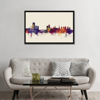 Série d’horizons : leeds, angleterre, royaume-uni, impression sur toile tendue beige