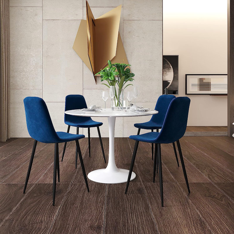 Chaise d'appoint rembourrée Kaydnce, dossier incurvé à dossier arrondi, siège rembourré en mousse avec pieds minces, Bleu