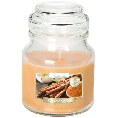 Cinnamon Scented Jar Candle with Glass Holder