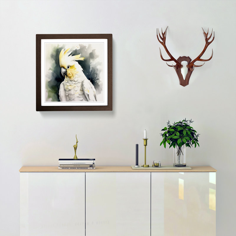 Cockatoo Watercolour No.1 - Framed Print, Walnut