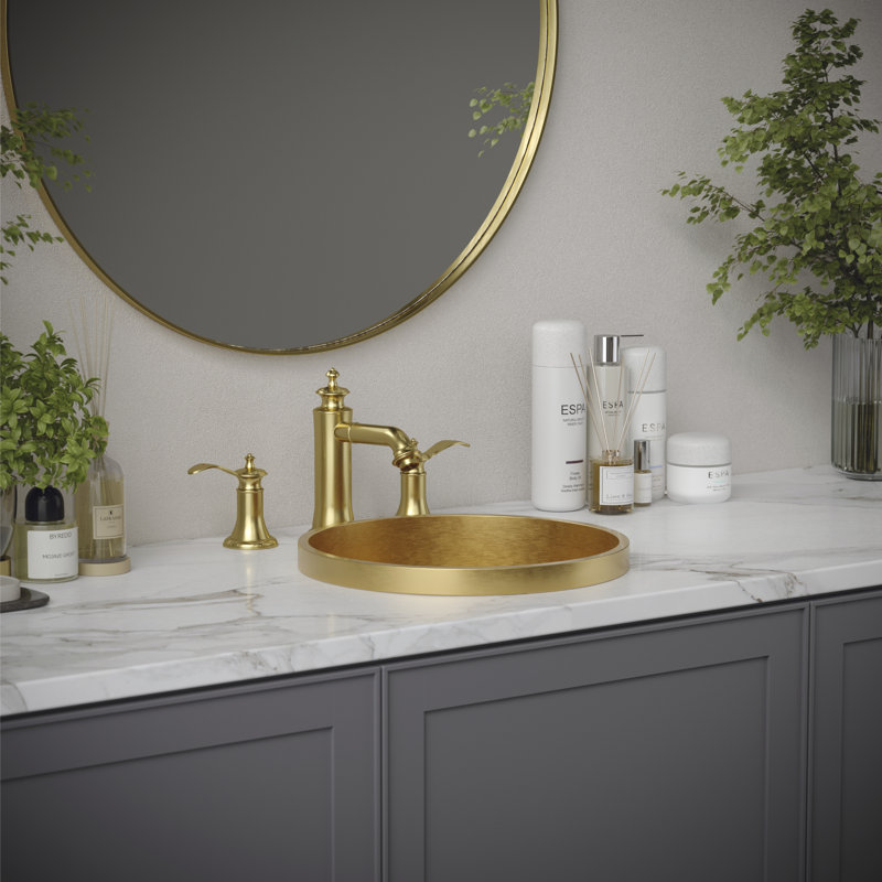 Widespread 2-handle Bathroom Faucet with Drain Assembly, Brushed Gold