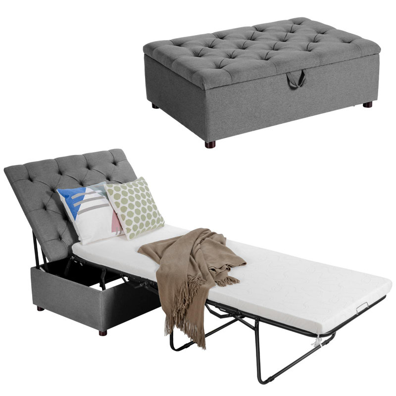 Fauteuil-lit pliant Latitude Run®, canapé-lit d'invité convertible, gris