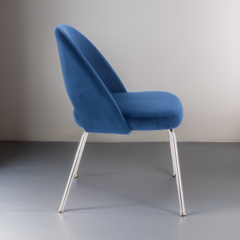 Chaise parsons en velours Yori, Bleu
