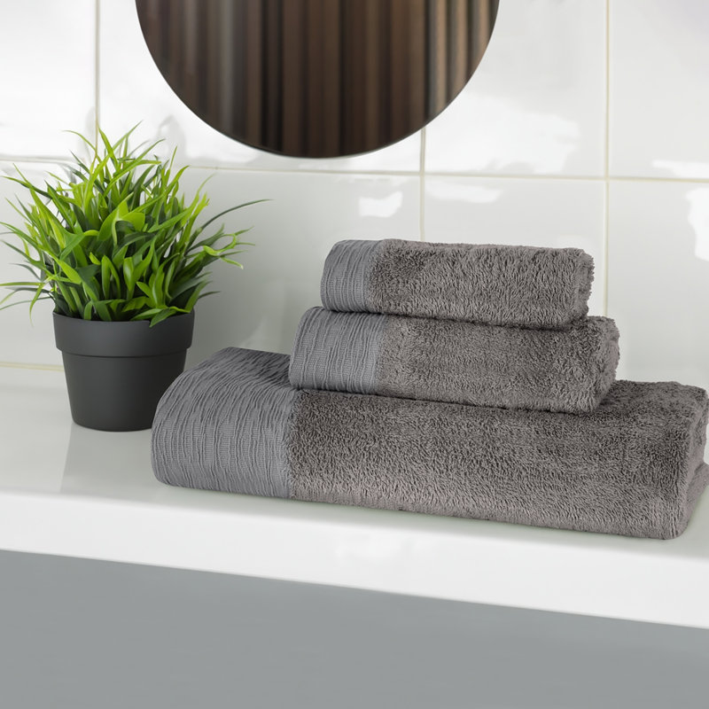 Ensemble de serviettes en rayonne de bambou et en coton mélangé hypoallergénique, Gris anthracite