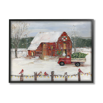 «Snowy Holiday Tree Farm Landscape» par Sally Swatland - peinture sur toile