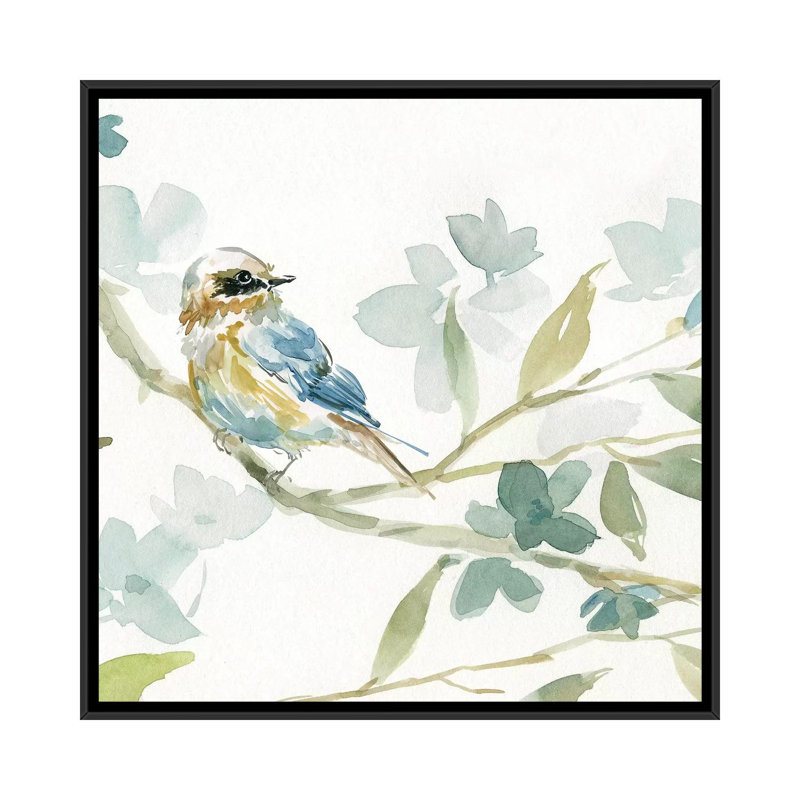 «Spring Melody I» par Carol Robinson - reproduction imprimée, H 18 po x l 18 po x 1,5 po, Toile avec cadre noir, Pas de tapis