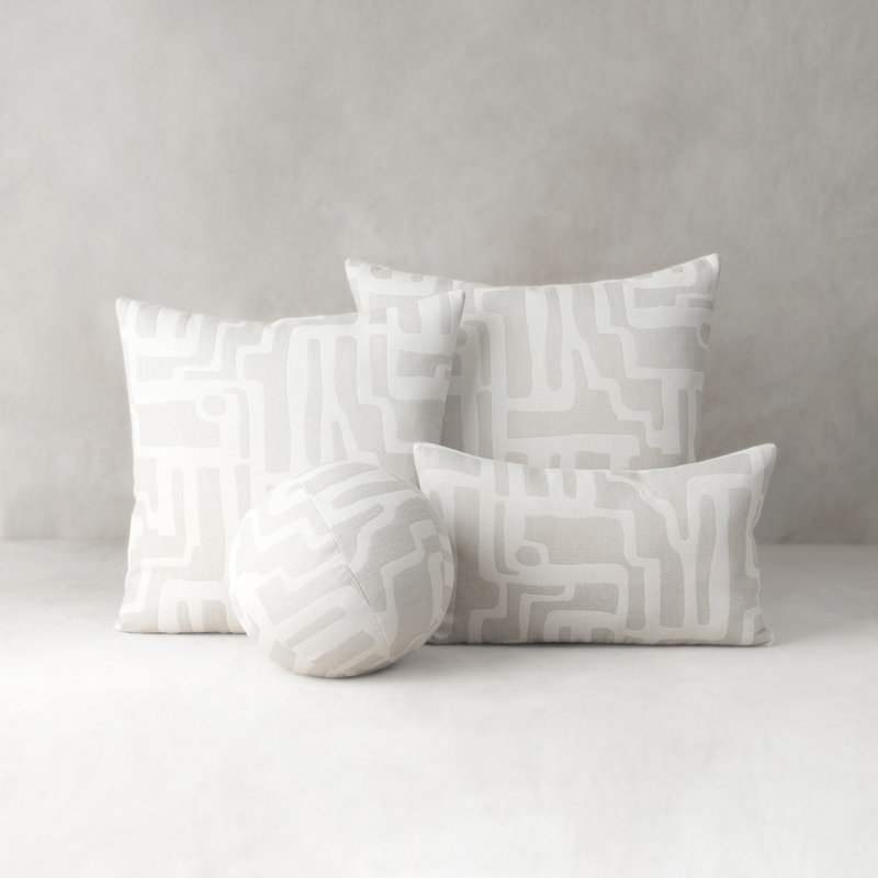 Noble Outdoor Square Sunbrella® Pillow Cover & Insert, Alabaster, 20"H X 20"W
