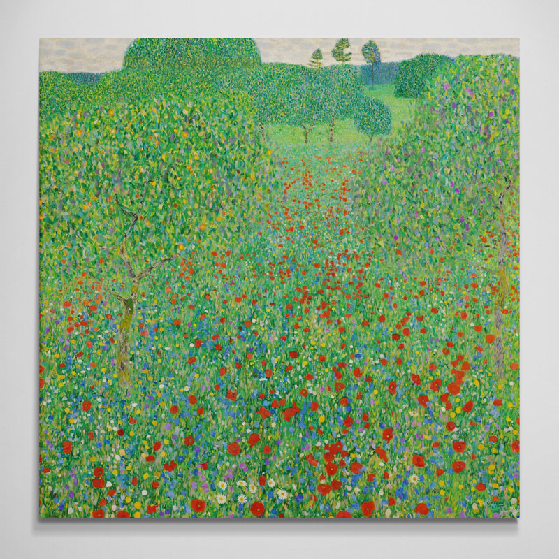 Poppy Fields by Gustav Klimt - Wrapped Canvas Art Prints, 61 cm H x 61 cm W